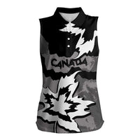 Canada Maple Leaf Women Sleeveless Polo Shirt Unique Style Black Version - Wonder Print Shop