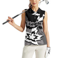 Canada Maple Leaf Women Sleeveless Polo Shirt Unique Style Black Version - Wonder Print Shop