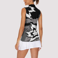 Canada Maple Leaf Women Sleeveless Polo Shirt Unique Style Black Version - Wonder Print Shop