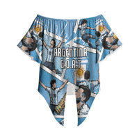 Custom Argentina Football Off Shoulder Wrap Waist Top Goat Comic Style Sun Of May