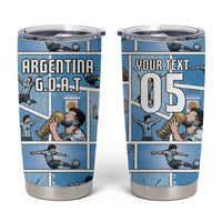 Custom Argentina Football Tumbler Cup Goat Comic Style Sun Of May