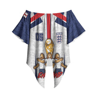 Custom England Football Off Shoulder Wrap Waist Top Three Lions Trophy St George Cross