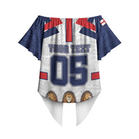 Custom England Football Off Shoulder Wrap Waist Top Three Lions Trophy St George Cross
