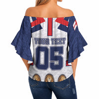 Custom England Football Off Shoulder Wrap Waist Top Three Lions Trophy St George Cross