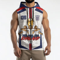 Custom England Football Sleeveless Zip Hoodie Three Lions Trophy St George Cross