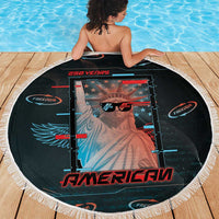 United States 250th Anniversary Beach Blanket Statue Of Liberty Cyberpunk Style - Wonder Print Shop