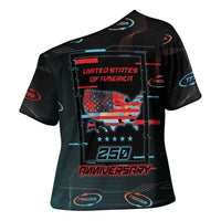 United States 250th Anniversary Cross Shoulder Shirt Statue Of Liberty Cyberpunk Style - Wonder Print Shop