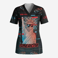 United States 250th Anniversary Scrub Top Statue Of Liberty Cyberpunk Style - Wonder Print Shop