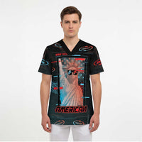 United States 250th Anniversary Scrub Top Statue Of Liberty Cyberpunk Style - Wonder Print Shop