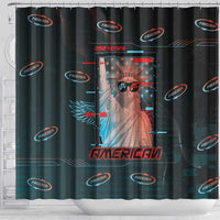 United States 250th Anniversary Shower Curtain Statue Of Liberty Cyberpunk Style - Wonder Print Shop