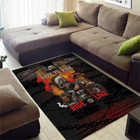 Indian Motorcycle Area Rug Live To Ride Skull Biker Native American - Wonder Print Shop