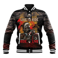 Indian Motorcycle Baseball Jacket Live To Ride Skull Biker Native American - Wonder Print Shop
