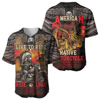 Indian Motorcycle Baseball Jersey Live To Ride Skull Biker Native American - Wonder Print Shop