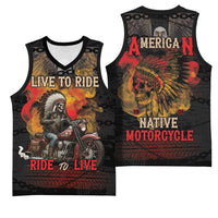 Indian Motorcycle Basketball Jersey Live To Ride Skull Biker Native American - Wonder Print Shop