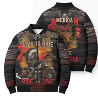 Indian Motorcycle Bomber Puffer Jacket Live To Ride Skull Biker Native American - Wonder Print Shop