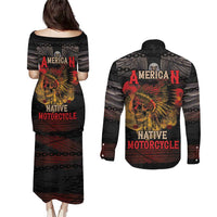 Indian Motorcycle Couples Matching Puletasi and Long Sleeve Button Shirt Live To Ride Skull Biker Native American - Wonder Print Shop