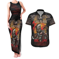 Indian Motorcycle Couples Matching Tank Maxi Dress and Hawaiian Shirt Live To Ride Skull Biker Native American - Wonder Print Shop