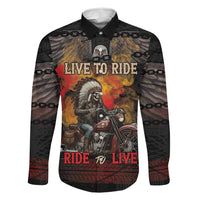 Indian Motorcycle Family Matching Long Sleeve Bodycon Dress and Hawaiian Shirt Live To Ride Skull Biker Native American - Wonder Print Shop