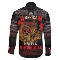 Indian Motorcycle Family Matching Long Sleeve Bodycon Dress and Hawaiian Shirt Live To Ride Skull Biker Native American - Wonder Print Shop