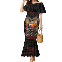 Indian Motorcycle Family Matching Mermaid Dress and Hawaiian Shirt Live To Ride Skull Biker Native American - Wonder Print Shop