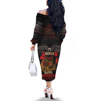 Indian Motorcycle Family Matching Off The Shoulder Long Sleeve Dress and Hawaiian Shirt Live To Ride Skull Biker Native American - Wonder Print Shop