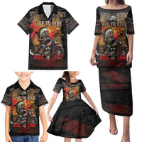 Indian Motorcycle Family Matching Puletasi and Hawaiian Shirt Live To Ride Skull Biker Native American - Wonder Print Shop