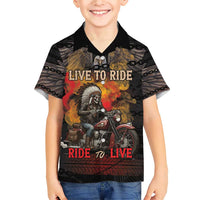 Indian Motorcycle Family Matching Short Sleeve Bodycon Dress and Hawaiian Shirt Live To Ride Skull Biker Native American - Wonder Print Shop