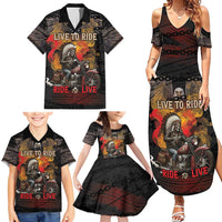 Indian Motorcycle Family Matching Summer Maxi Dress and Hawaiian Shirt Live To Ride Skull Biker Native American - Wonder Print Shop