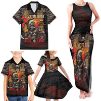 Indian Motorcycle Family Matching Tank Maxi Dress and Hawaiian Shirt Live To Ride Skull Biker Native American - Wonder Print Shop