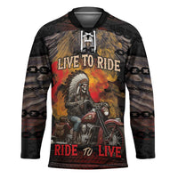 Indian Motorcycle Hockey Jersey Live To Ride Skull Biker Native American - Wonder Print Shop