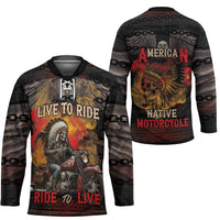 Indian Motorcycle Hockey Jersey Live To Ride Skull Biker Native American - Wonder Print Shop