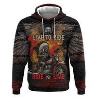 Indian Motorcycle Hoodie Live To Ride Skull Biker Native American - Wonder Print Shop
