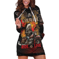 Indian Motorcycle Hoodie Dress Live To Ride Skull Biker Native American - Wonder Print Shop