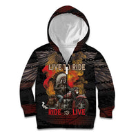 Indian Motorcycle Kid Hoodie Live To Ride Skull Biker Native American - Wonder Print Shop
