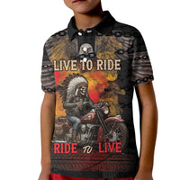 Indian Motorcycle Kid Polo Shirt Live To Ride Skull Biker Native American - Wonder Print Shop