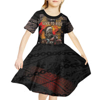 Indian Motorcycle Kid Short Sleeve Dress Live To Ride Skull Biker Native American - Wonder Print Shop