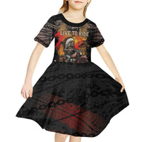 Indian Motorcycle Kid Short Sleeve Dress Live To Ride Skull Biker Native American - Wonder Print Shop