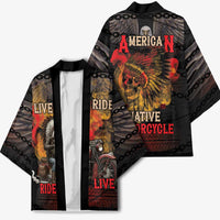 Indian Motorcycle Kimono Live To Ride Skull Biker Native American - Wonder Print Shop