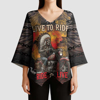 Indian Motorcycle Kimono Sleeve Blouse Live To Ride Skull Biker Native American - Wonder Print Shop