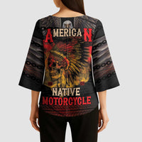 Indian Motorcycle Kimono Sleeve Blouse Live To Ride Skull Biker Native American - Wonder Print Shop