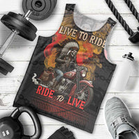 Indian Motorcycle Men Tank Top Live To Ride Skull Biker Native American - Wonder Print Shop