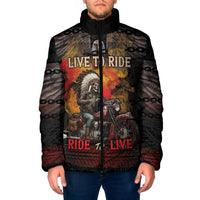 Indian Motorcycle Padded Jacket Live To Ride Skull Biker Native American - Wonder Print Shop