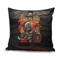 Indian Motorcycle Pillow Cover Live To Ride Skull Biker Native American - Wonder Print Shop