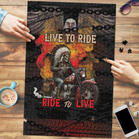 Indian Motorcycle Puzzle Live To Ride Skull Biker Native American - Wonder Print Shop