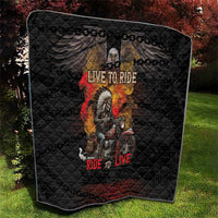 Indian Motorcycle Quilt Live To Ride Skull Biker Native American - Wonder Print Shop