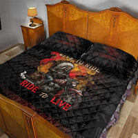 Indian Motorcycle Quilt Bed Set Live To Ride Skull Biker Native American - Wonder Print Shop