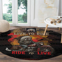 Indian Motorcycle Round Carpet Live To Ride Skull Biker Native American - Wonder Print Shop