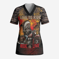 Indian Motorcycle Scrub Top Live To Ride Skull Biker Native American - Wonder Print Shop