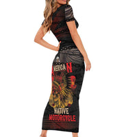 Indian Motorcycle Short Sleeve Bodycon Dress Live To Ride Skull Biker Native American - Wonder Print Shop