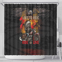 Indian Motorcycle Shower Curtain Live To Ride Skull Biker Native American - Wonder Print Shop